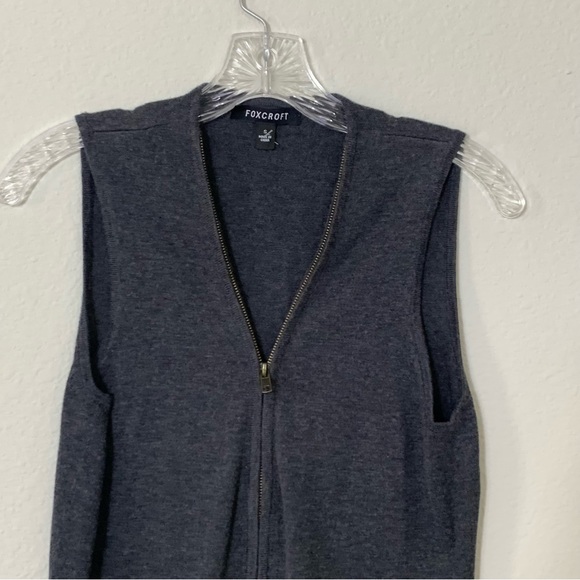 FOXCROFT Knit Zip Up Vest with Pockets Merino Wool Sleeveless size Small Gray - Picture 3 of 10